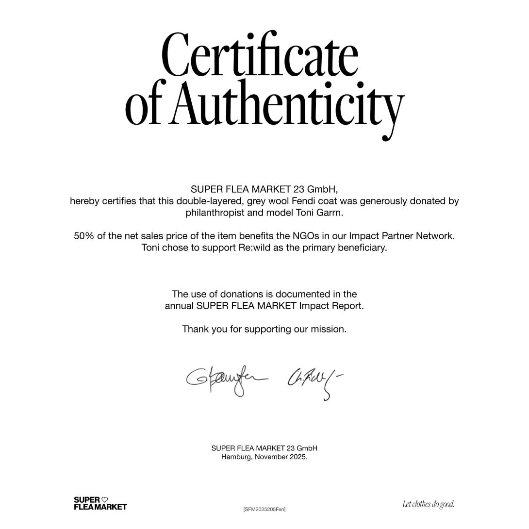 Super Flea Market+Fendi+Grey logo coat+Toni Garrn+certificate